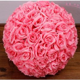 10  inch Rose Flower Pomander  Wedding decoratin Ball Silk Kissing Ball Rose Flowers Balls-Pink