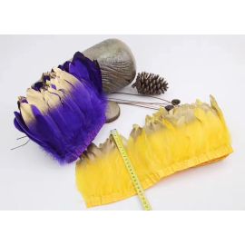 Gold Goose Pallets Parried Fringe with Gold Tip Sew on Feathers 2 Yards/Piece