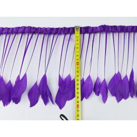Stripped Goose Feather Fringe Trim Sewn On Feather Tape 2 Yards Purple