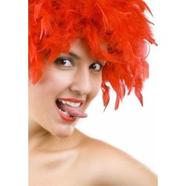 Red Chandelle Feather Wig Halloween Costume Wig