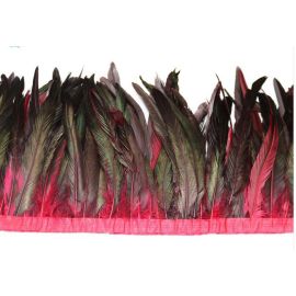Coque Tail Feather Trim Fringe Coque Feather Tapes Rooster Sewn-on 1 Yard  Red Color Dyed