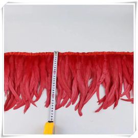 Coque Tail Feather Trim Fringe Coque Feather Tapes Rooster Sewn-on 1 Yard  Red Color Bleached and Dyed