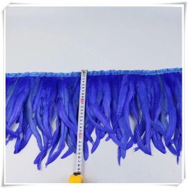 Coque Tail Feather Trim Fringe Coque Feather Tapes Rooster Sewn-on 10 Yards  Royal Blue Color Bleached and Dyed