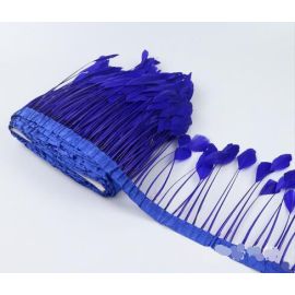 Stripped Goose Feather Fringe Trim  Sewn On Feather Tape 2 Yards Royal blue