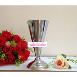 Polished Metal Trumpet Vases Wedding Centerpieces Vases Silver 10 inches
