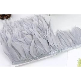 Goose Feather Fringe Goose Striped Trim 1 Yard Gray