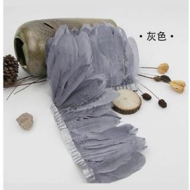 Silver Gray Goose Pallets Parried Feather Fringes Feather Trims Sew on Feathers  2 yards/Piece
