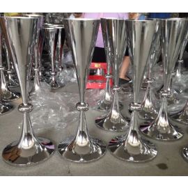 Polished Metal Trumpet Vases Wedding Centerpieces Vases Silver-22 inches