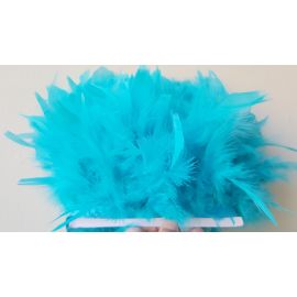 Chandelle Feather Fringe Turkey Feather Trim Sewn On Tape 1 Yard Turquoise 1