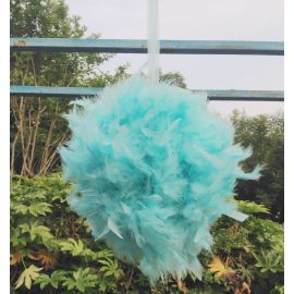 Feather Kissing Balls/ Pom Poms/Chandelle Feather Balls/ Decoration Balls/Wedding Balls 6 INCH-T-Blue/Diamond Blue