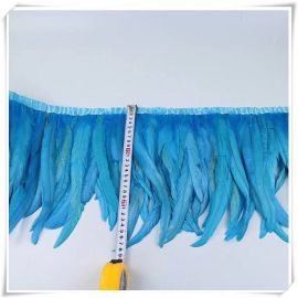Coque Tail Feather Trim Fringe Coque Feather Tapes Rooster Sewn-on 1 Yard  Bleached and Dyed Turquoise Color