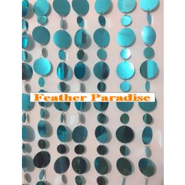 Turquoise Retro PVC Metallic Beaded Curtain Strands/Garlands - 80 inch Long