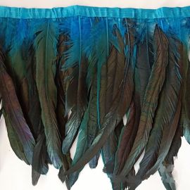 Coque Tail Feather Trim Fringe Sewn-on Tape 1 Yard - Turquoise