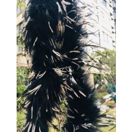 Ostrich Boa Ostrich Trim 1 ply 2 Yards 6 Feet Two-tone-Black-White