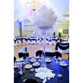 Premium Large Feather Balls/ Rose Balls /Flower Balls/Ornaments White 12 Inch (Style II)