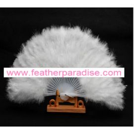 28 Staves White Marabou Fluffy Feather Fans
