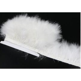Turkey Marabou Fringe Trim 10 Yards Turkey Feather Marabou Fringe Sewn On Tape White