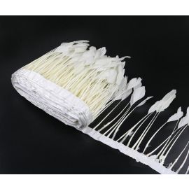 Stripped Goose Feather Fringe Trim  Sewn On Feather Tape 2 Yards White