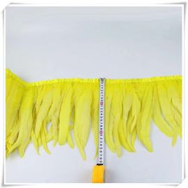 Coque Tail Feather Trim Fringe Coque Feather Tapes Rooster Sewn-on 10 Yards  Yellow Color Bleached and Dyed