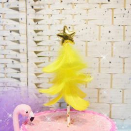 Yellow Feather Christmas Tree Cake Decoration Wedding Cake Birthday Cake Feather Topper  Multi-colors Available